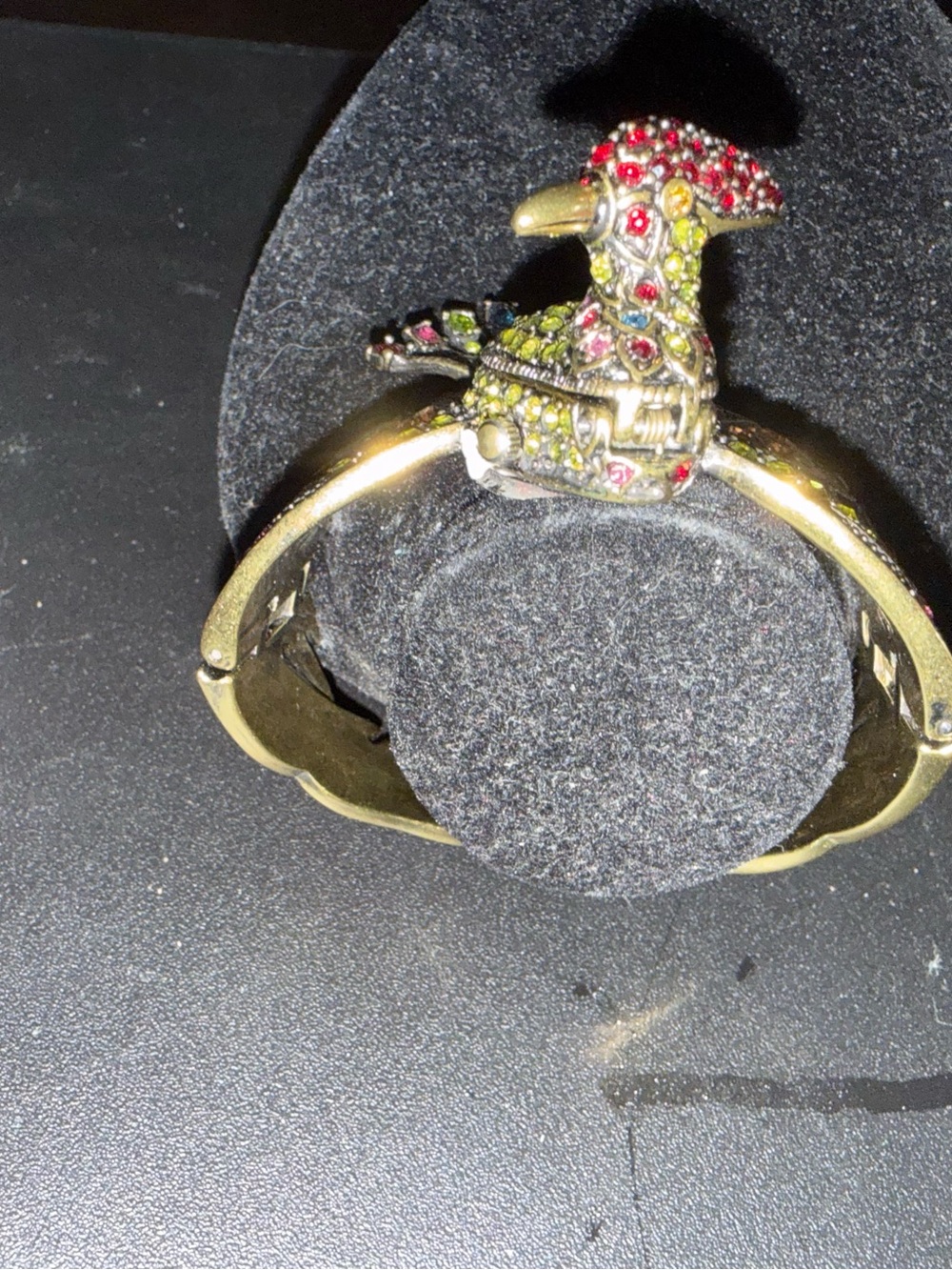 Heidi Daus Gold-Tone Parrot Bangle with Red and Green Crystals